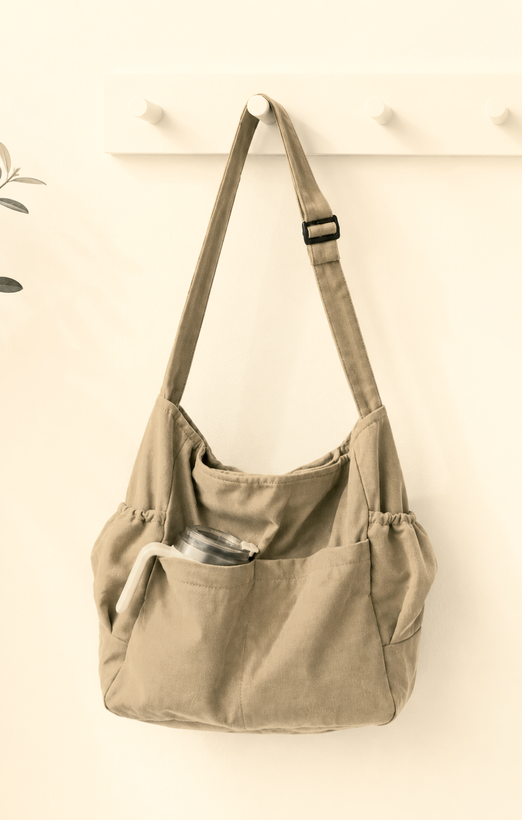 کیف دوشی زنانه زیتونی ماند/مینیمال و جادار
